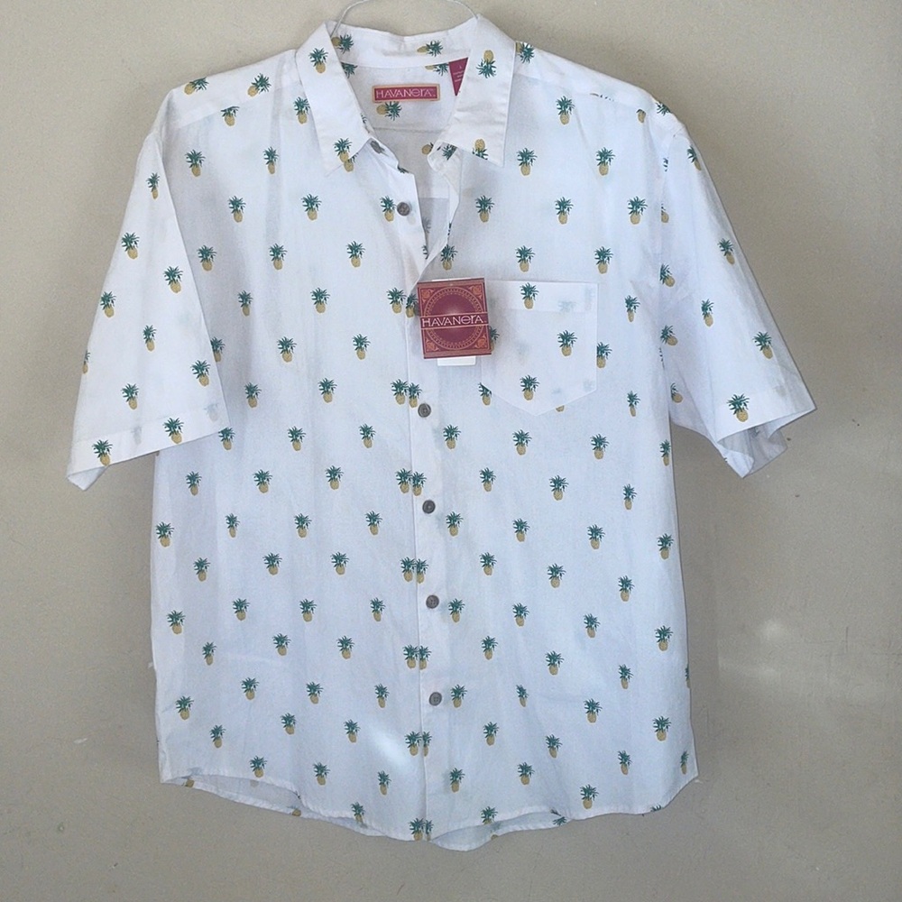 NEW HAVANERA Button Down pineapple Top! Men’s Large